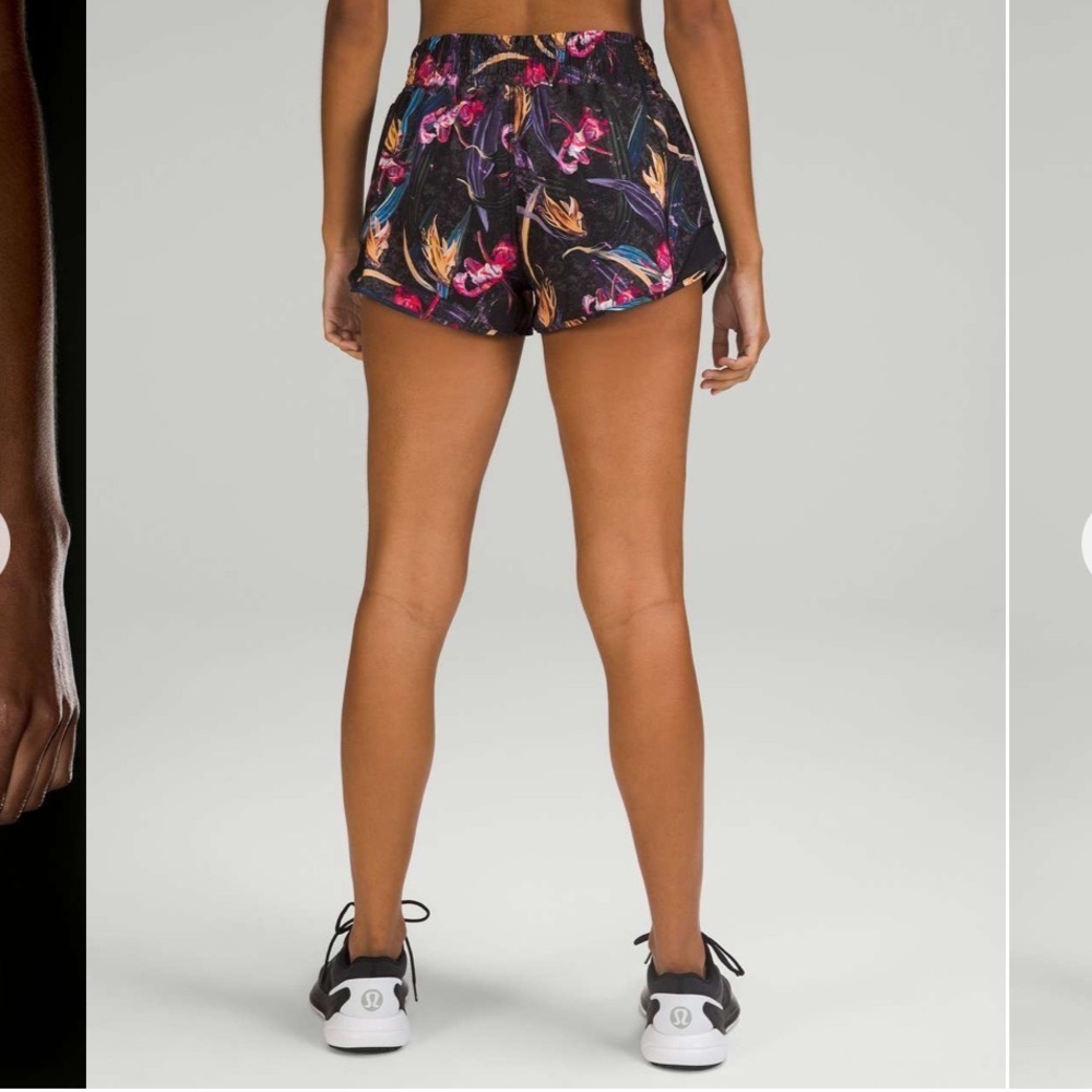 Lululemon Hotty Hot High-Rise Lined Short Veiled Floral Black Multi / Black 20